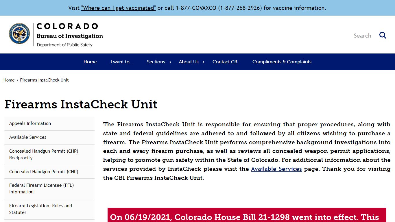 Firearms InstaCheck Unit | Colorado Bureau of Investigation