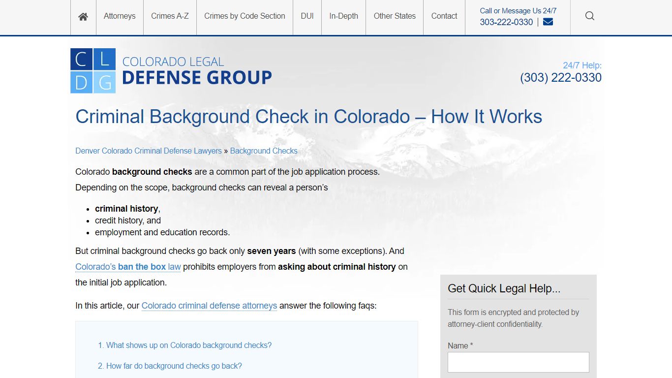 Criminal Background Check in Colorado - How It Works - Shouse Law Group