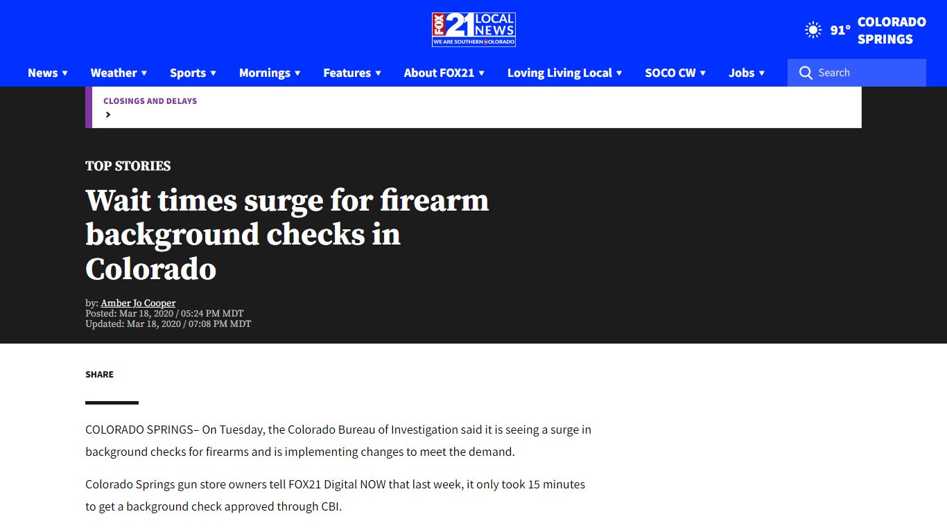 Wait times surge for firearm background checks in Colorado